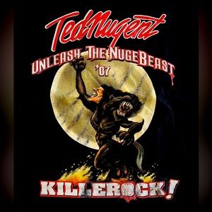 Ted Nugent Unleash The NugeBeast Black Concert Tour Tee Shurt 07’. L